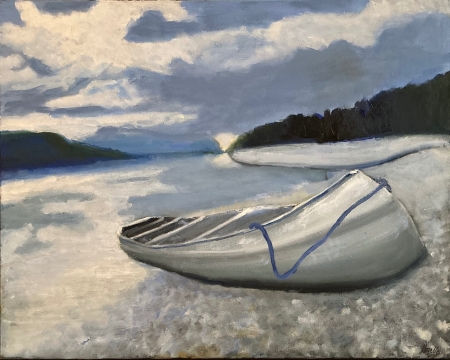 Quite Harbor at Dusk by artist Mozelle Marks